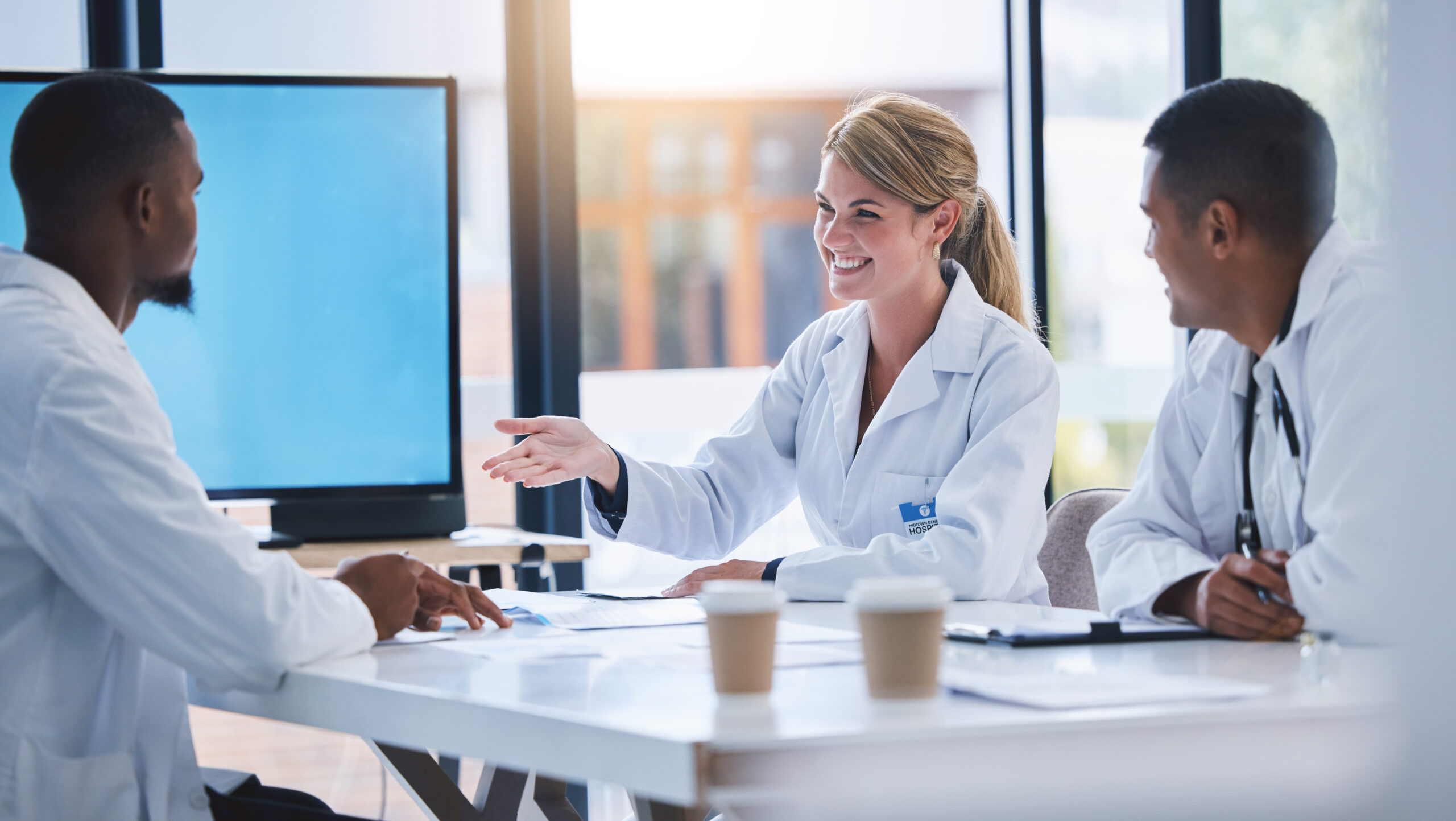 Medical professionals in a business meeting