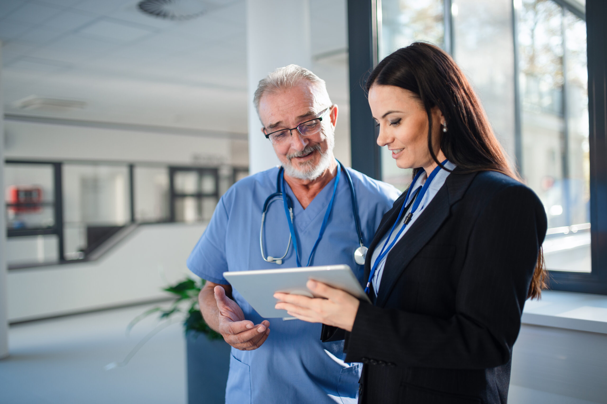 Healthcare administrator working with a vendor
